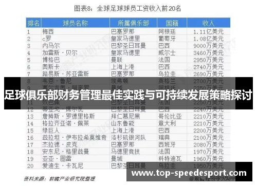 足球俱乐部财务管理最佳实践与可持续发展策略探讨 足球俱乐部财务管理最佳实践与可持续发展策略探讨